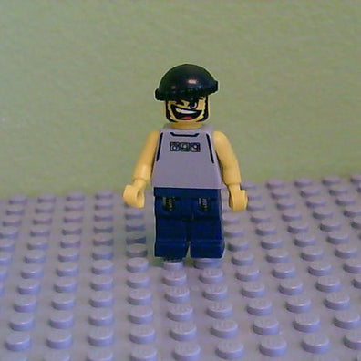 LEGO Minifigure-Basketball Street Player, Light Gray Torso and Dark Blue Legs-Sports / Basketball-NBA032-Creative Brick Builders